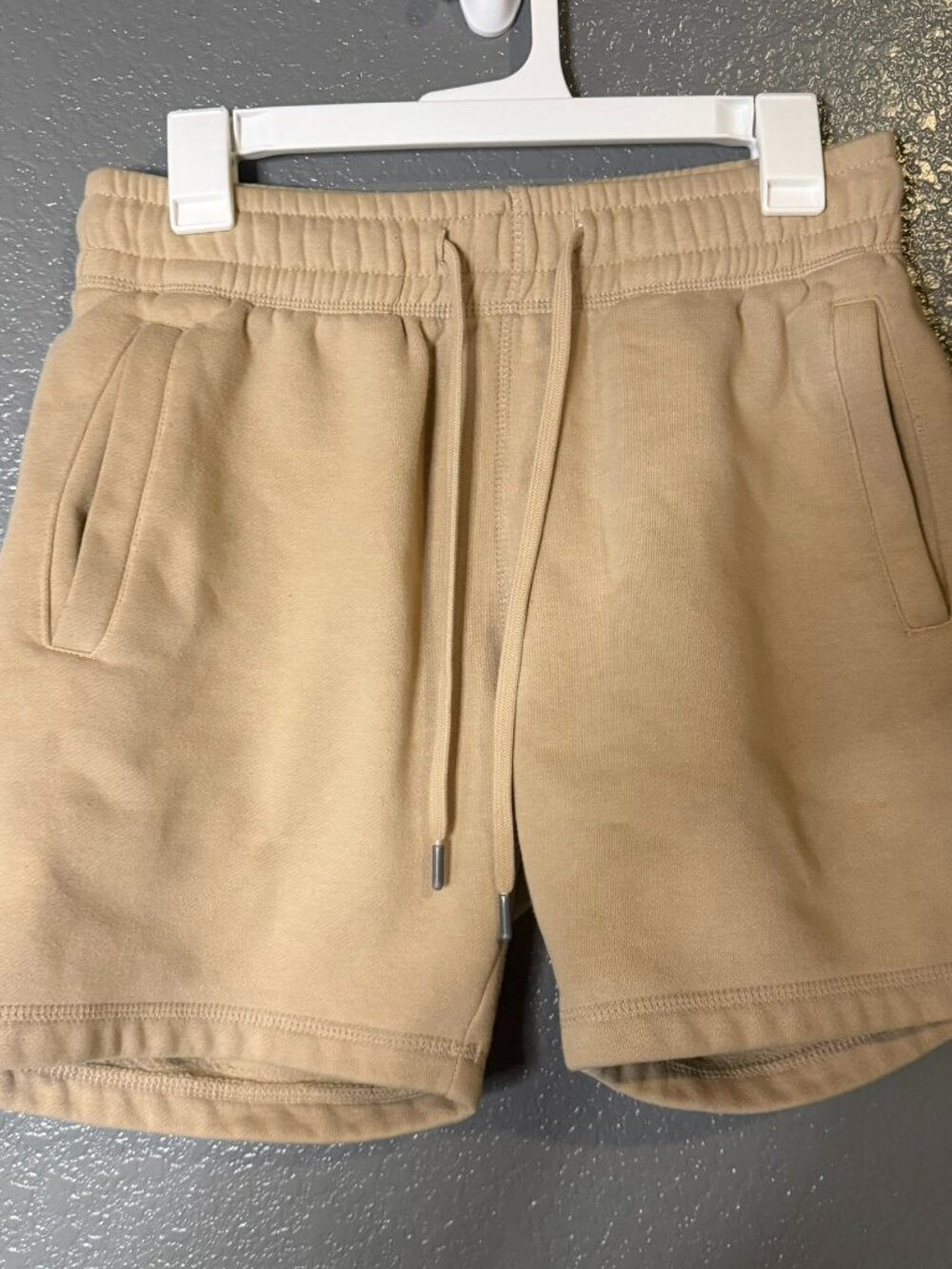 Maison Article Tan Fleece Sweat Shorts Drawstring Pockets Casual Lounge